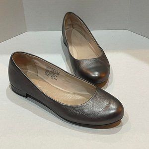 Rockport Metallic Gunmetal Silver Leather Flats Shoes - Size 6 Round